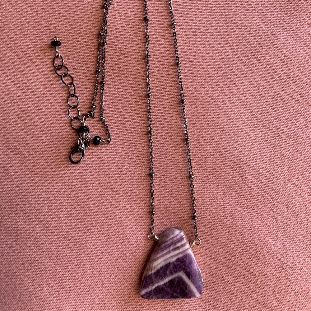 Chevron Amethyst and sterling silver necklace